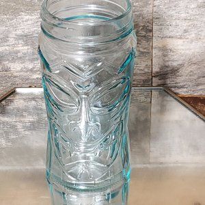 Tiki Jar - 15 oz - Canning - Tumbler - Blue Tint - Tiki face in 3D